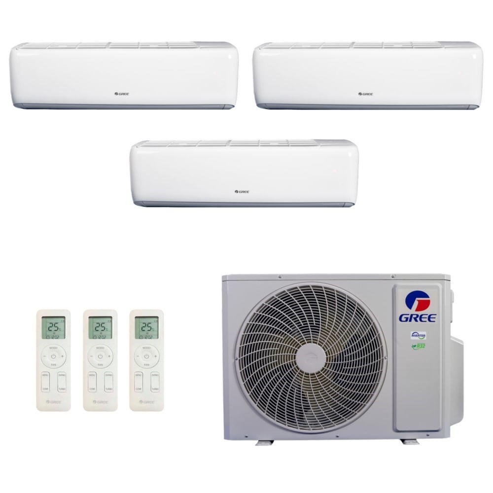 Ar-Condicionado Multi Split Inverter R-32 Gree 30.000 (2x Evap HW 9.000 + 1x Evap HW 12.000) Quente/Frio 220V